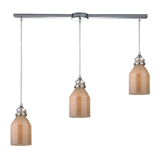 Danica 3 Light Island Light - Polished Chrome And Cream Champagne Glass