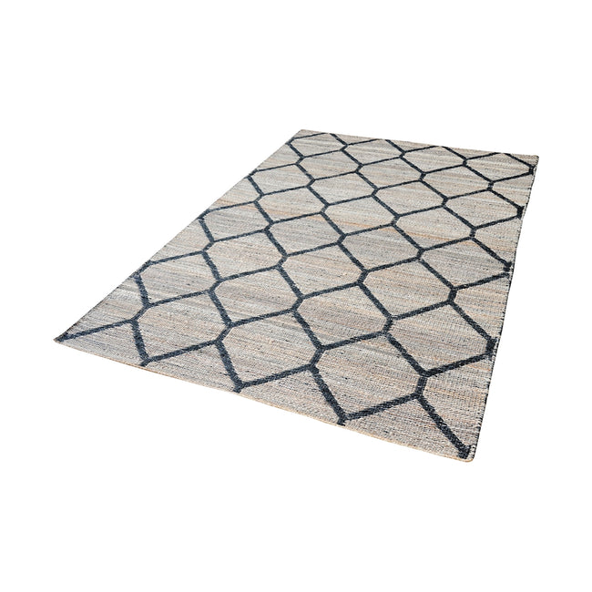 Econ Jacquard Weave Jute Rug - 5' x 8', Natural And Black
