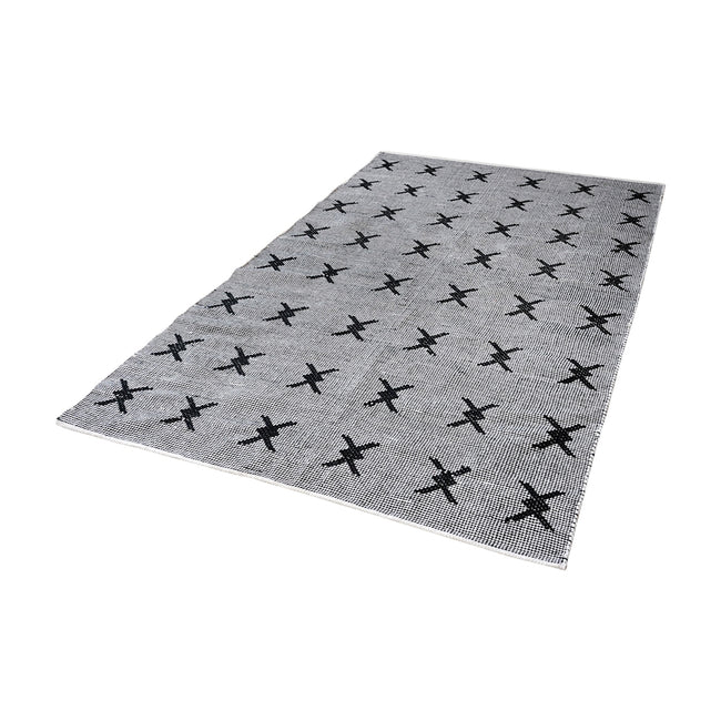 Eton Handwoven Cotton Flatweave Rug - 5' x 8', Black And White