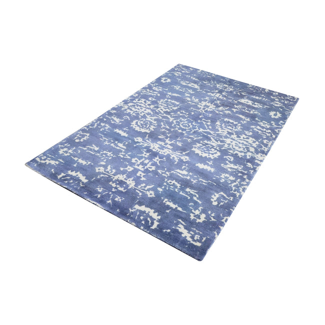 Senneh Handwoven Wool Printed Rug - 9' x 12', Blue And White