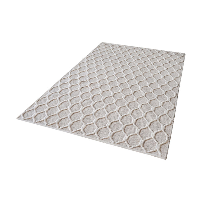 Aravali Kilim Wool Rope Rug - 3' x 5', Fog And Cream