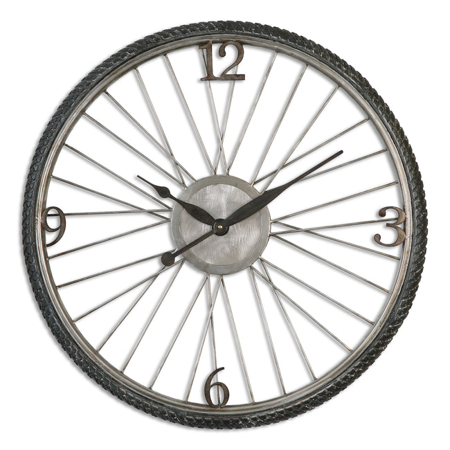 Spokes Aged Wall Clock