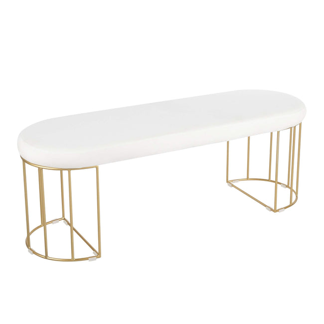 Canary Bench - White Velvet