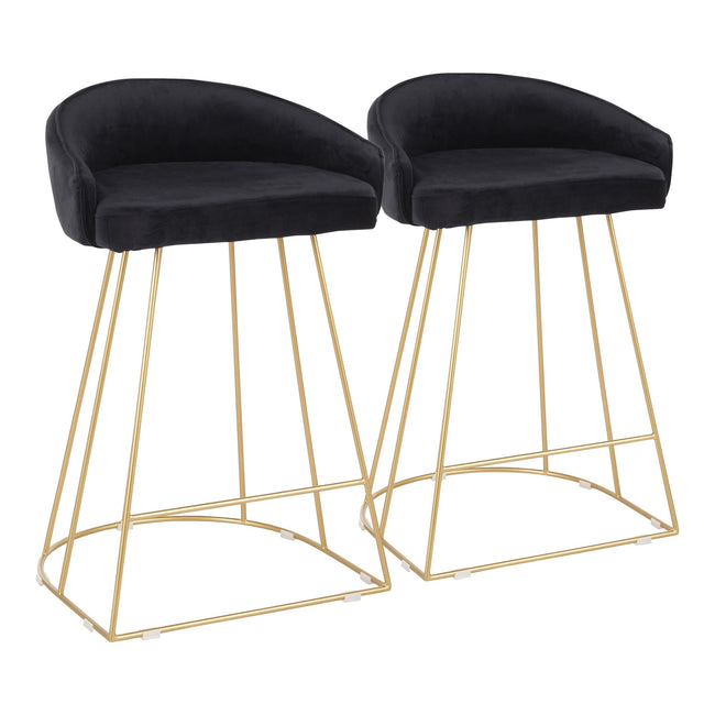 Canary Gold Legs 26" Counter Stool - Set of 2, Black