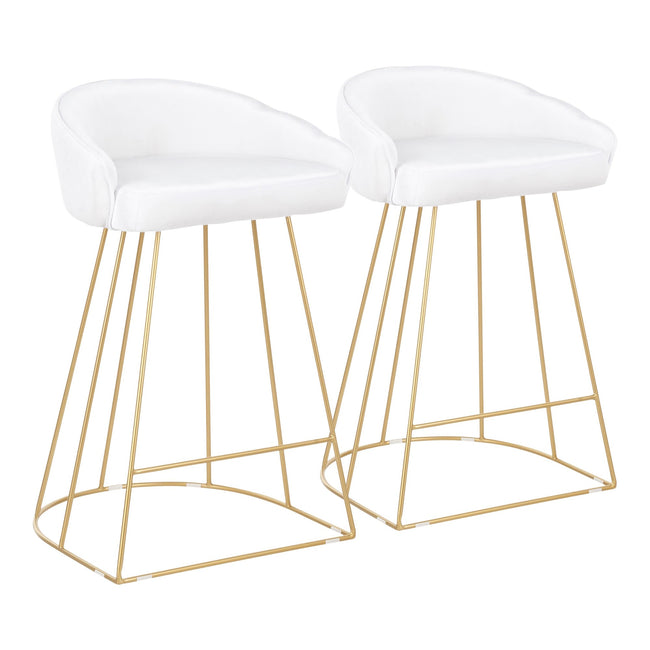 Canary Gold Legs 26" Counter Stool - Set of 2, White