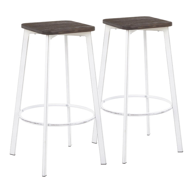 Clara Square 30" Bar Stool - Set of 2, Vintage White
