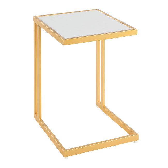 Roman Side Table - Gold and White Marble