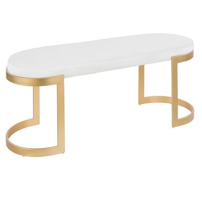 Demi Bench - White Velvet