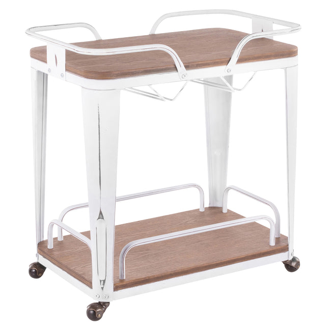 Oregon Bar Cart - Vintage White and Brown