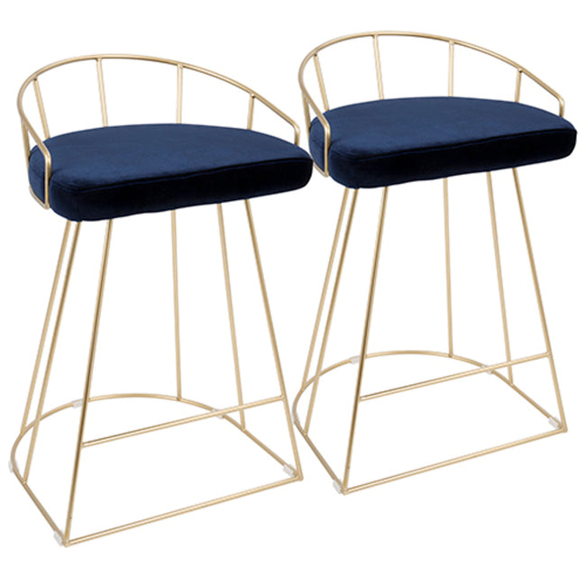 Canary Gold Metal Back 26" Counter Stool - Set of 2, Blue