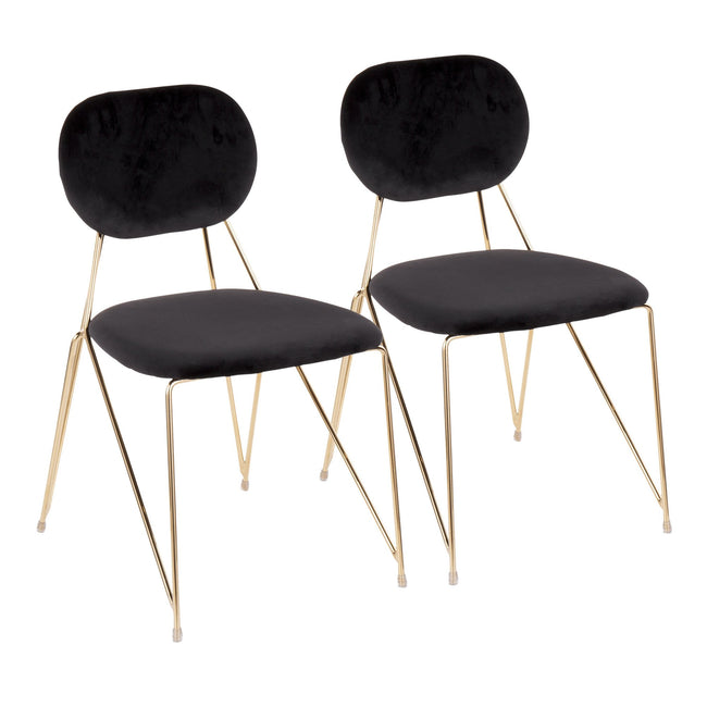 Gwen Gold Chair - Set of 2, Black Velvet