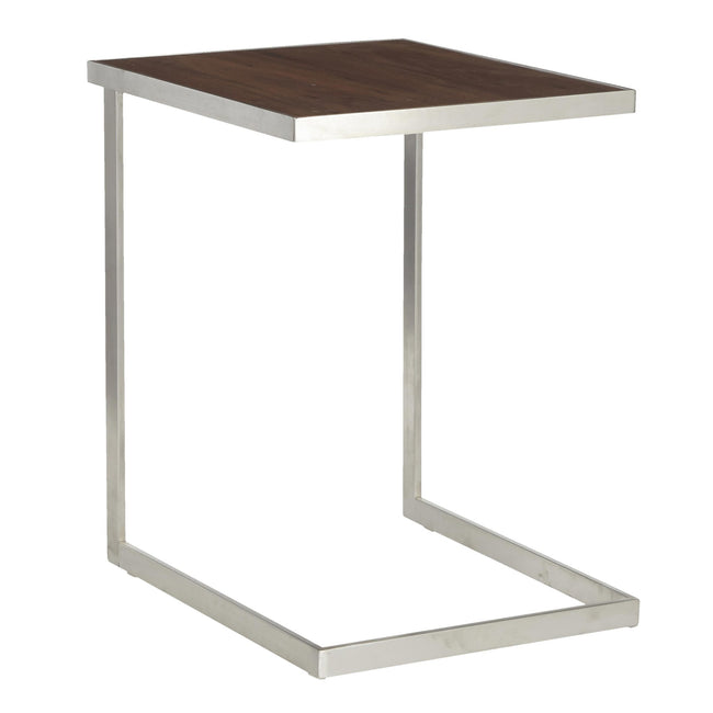Industrial Zenn End Table - Stainless Steel and Walnut