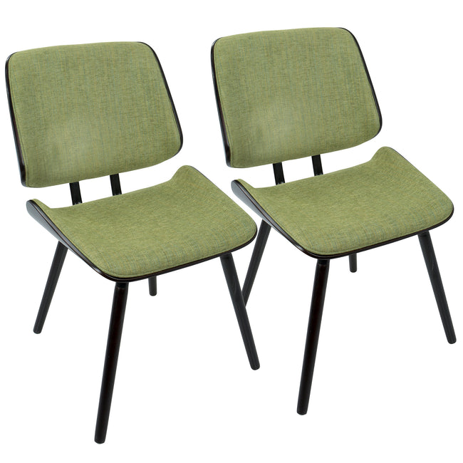 Lombardi Espresso Chair - Set of 2, Green