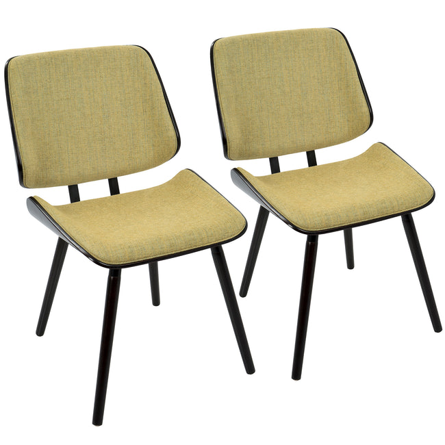 Lombardi Espresso Chair - Set of 2, Yellow