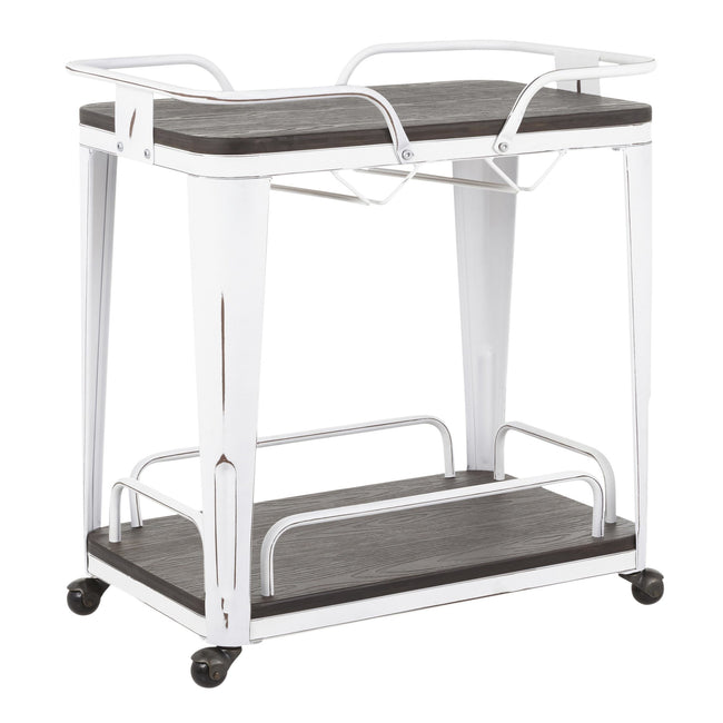 Oregon Bar Cart - Vintage White and Espresso