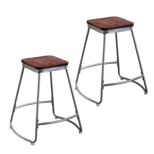 Roldan 24" Counter Stool - Set of 2, Silver