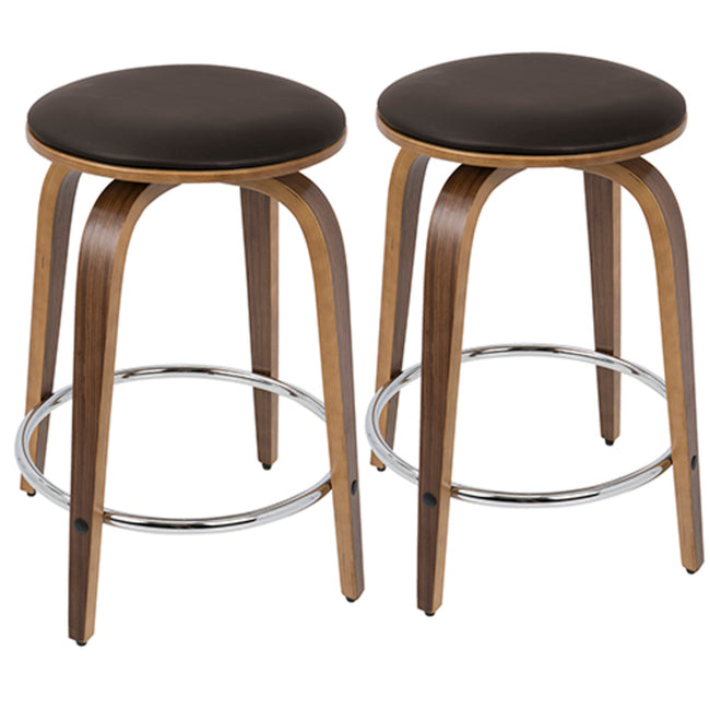Porto 24.5" Counter Stools - Set of 2, Chrome Footrest