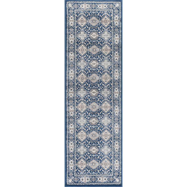 Syracuse Traditional Oriental Navy Runner Rug - 2'3" x 10'