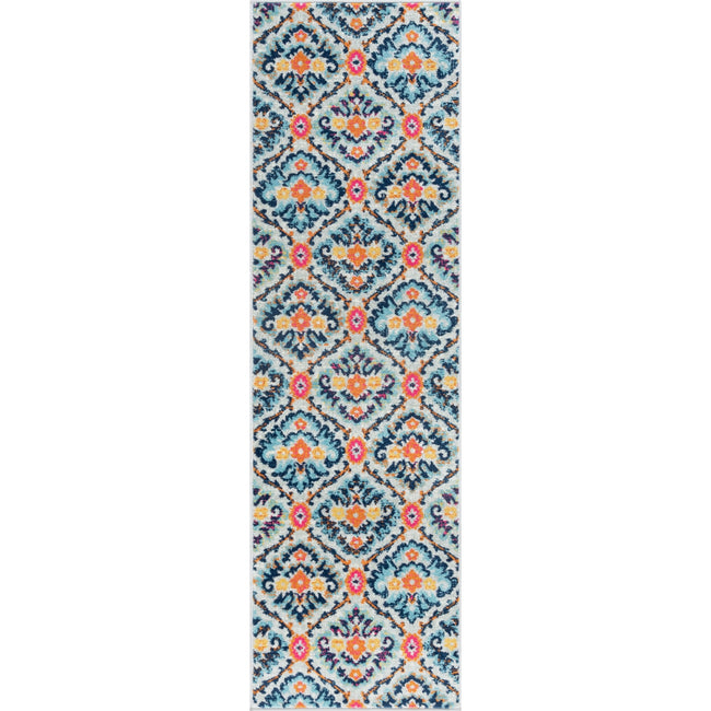 Eloise Transitional Damask Multi-Color Runner Rug - 2'3" x 9'10"