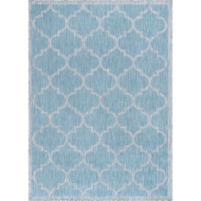 Irving Contemporary Geometric Aqua Rectangle Area Rug - 3'11" x 5'3"