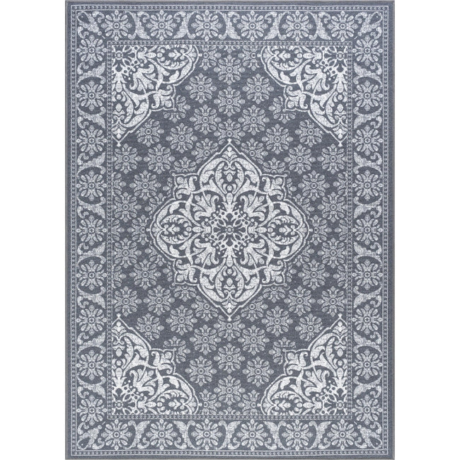 Francesca Traditional Oriental Charcoal Rectangle Area Rug - 5' x 7'