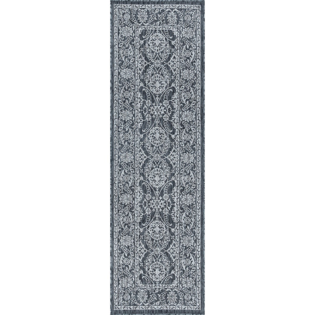 Mavie Traditional Border Charcoal Runner Rug - 2'3" x 7'3"