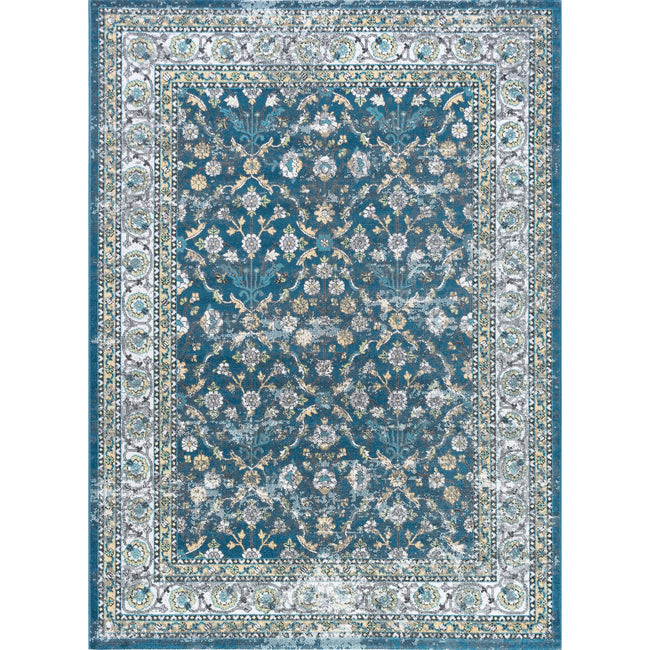 Lucia Traditional Oriental Navy Rectangle Area Rug - 5'3" x 7'3"