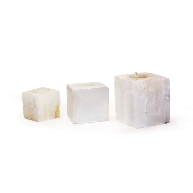 Set of Three Square Rock Crystal Votives