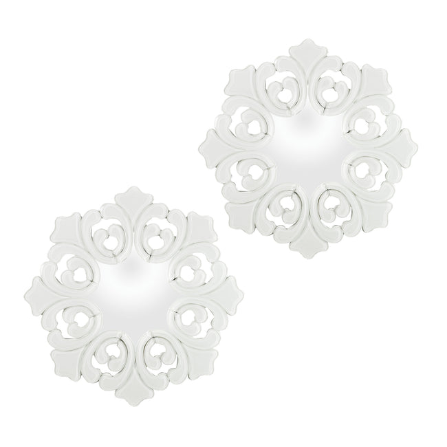 Snowflake Super White Glass Mirror - Set of 2