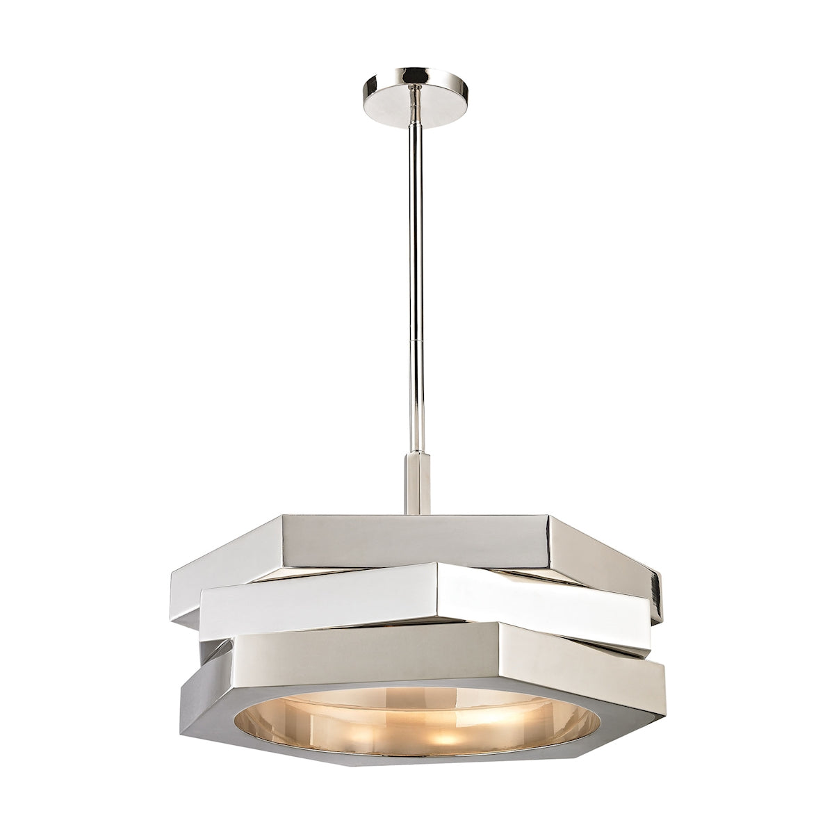 Facet 3 Light Chandelier - Polished Nickel