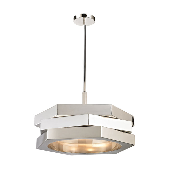 Facet 3 Light Chandelier - Polished Nickel