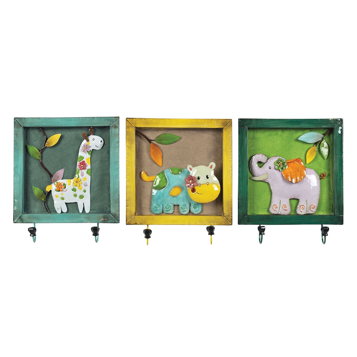 Animal Picture Wall Hooks - Set of 3