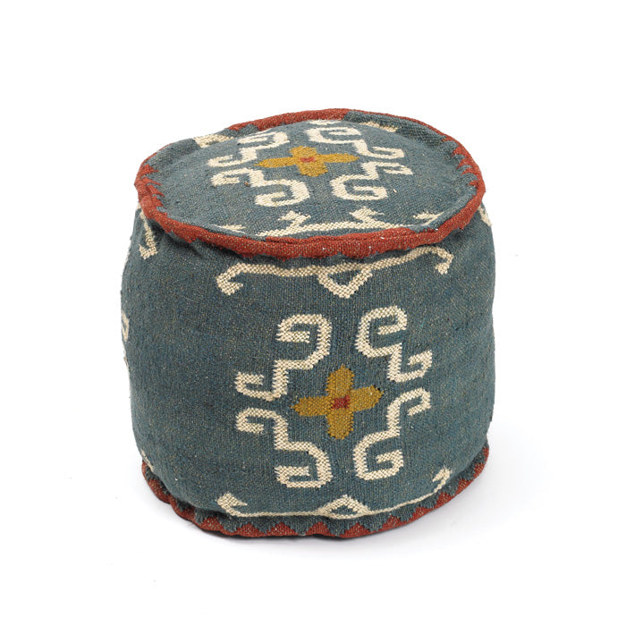 Round Tribal Kilim Pouf