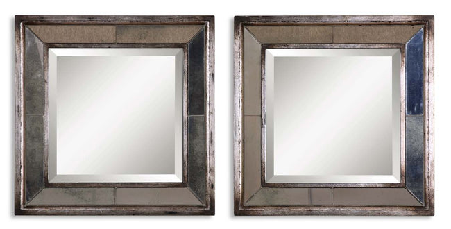 Davion Squares Silver Mirror - Set of 2