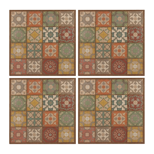 4 Piece Printed Metal Wall Decor Tile Panels