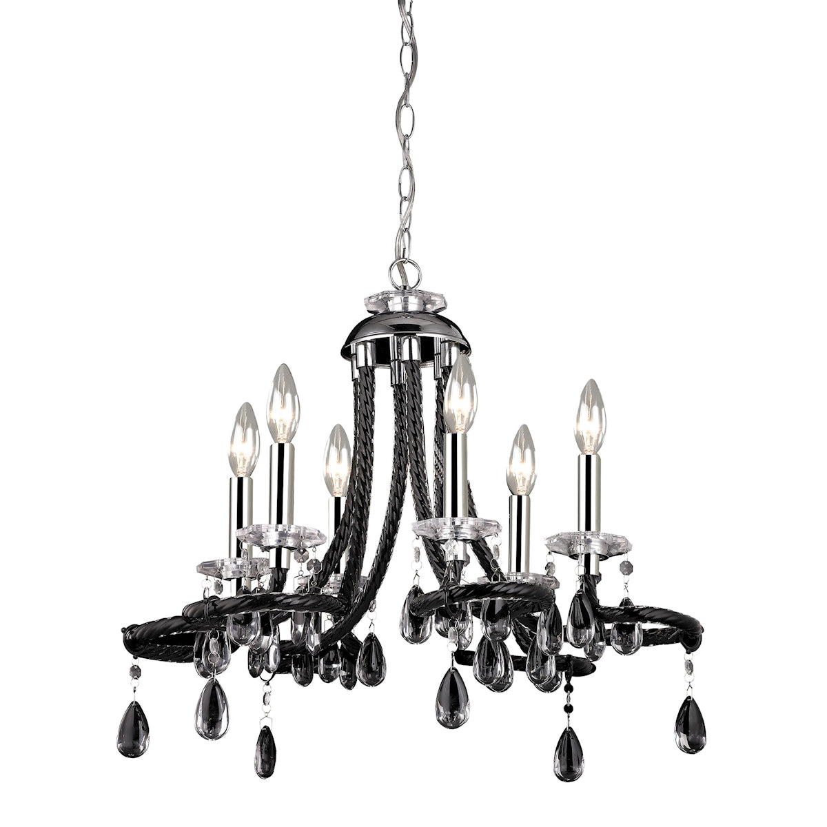 6-Light Mini Chandelier - Black Acrylic