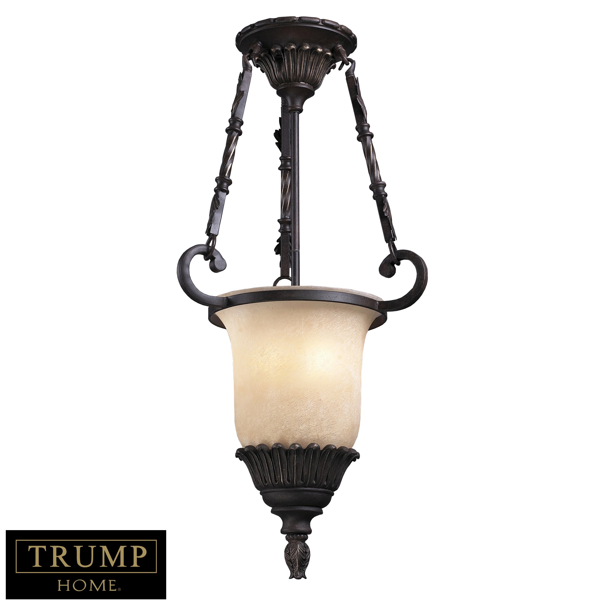 2-Light Pendant - Antique Bronze with Weathered Caramel Glass