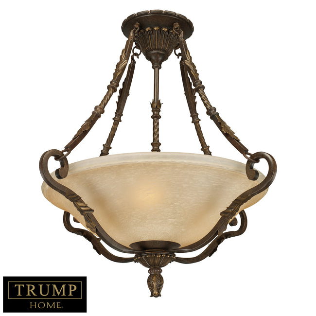 3-Light Pendant - Antique Bronze with Weathered Caramel Glass