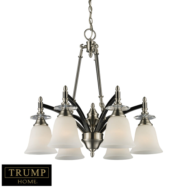 6-Light Chandelier - Black Chrome with Brushed Nickel Accents