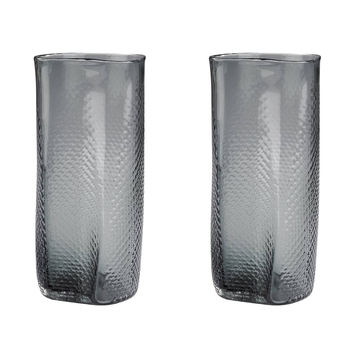 Gray Etched Glass Vase - Set of 2