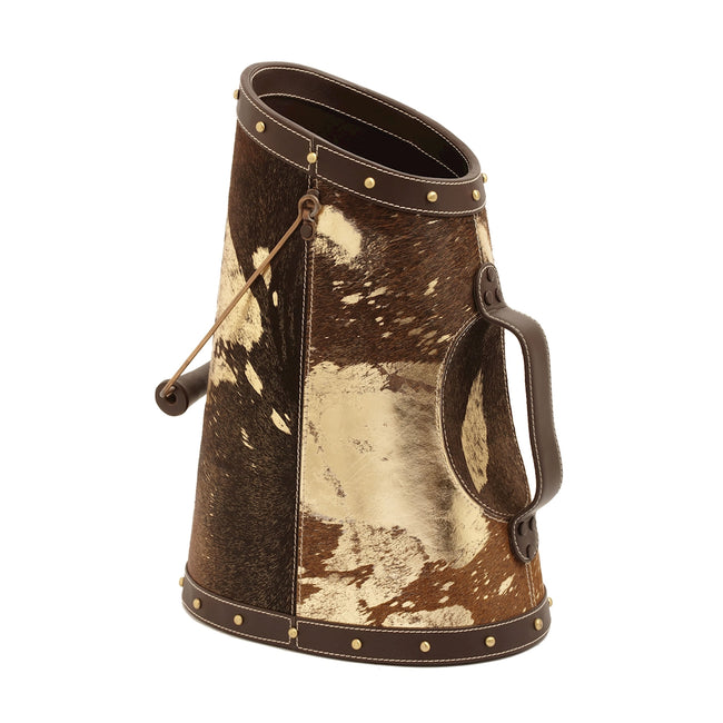 Faux Pony Coal Bucket - Gold Metallic