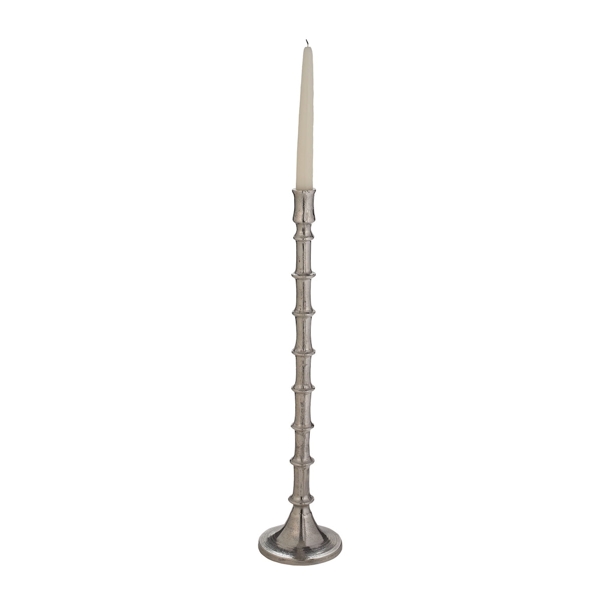 Silver Bamboo Candleholder - Lg