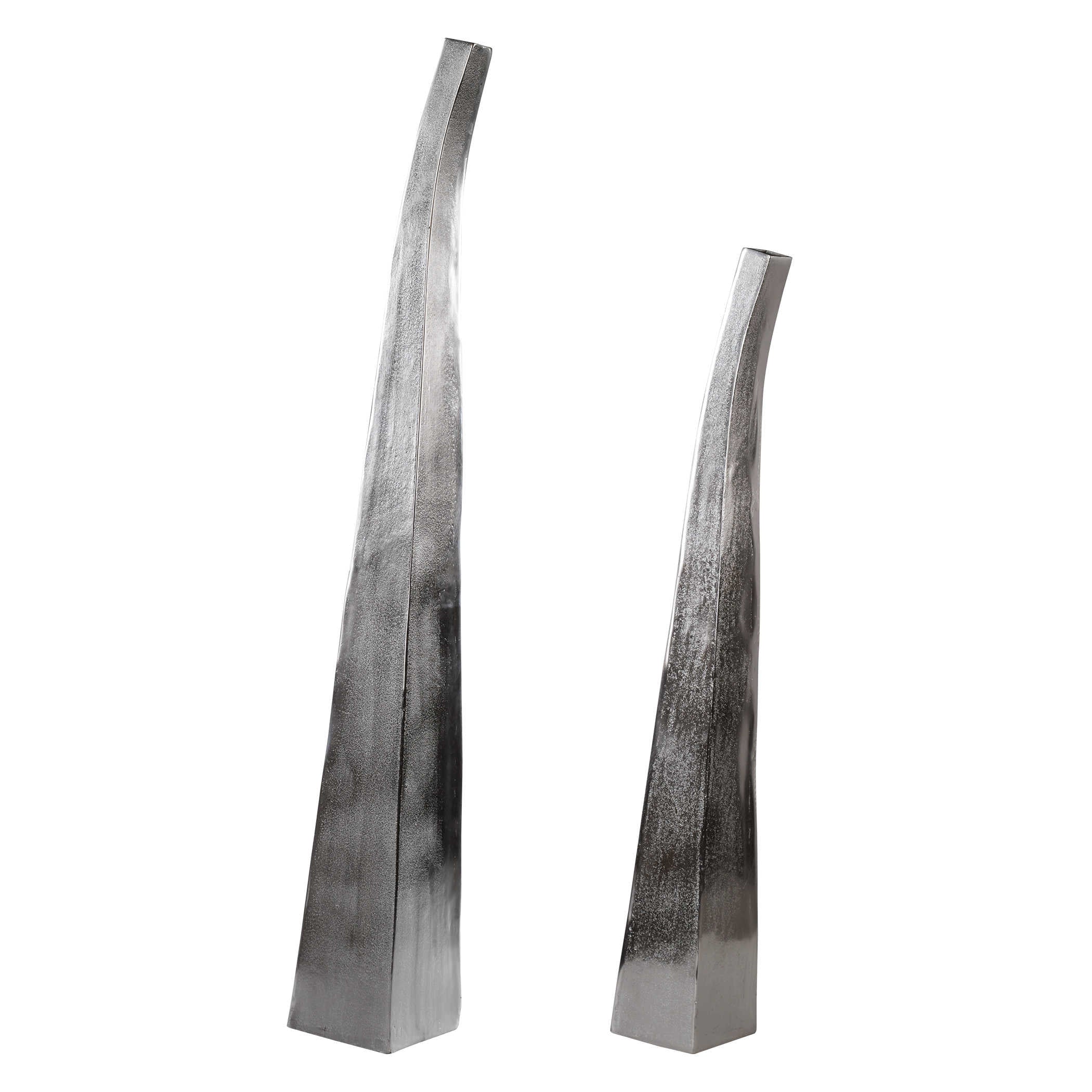 Aavya Matte Nickel Vases - Set of 2