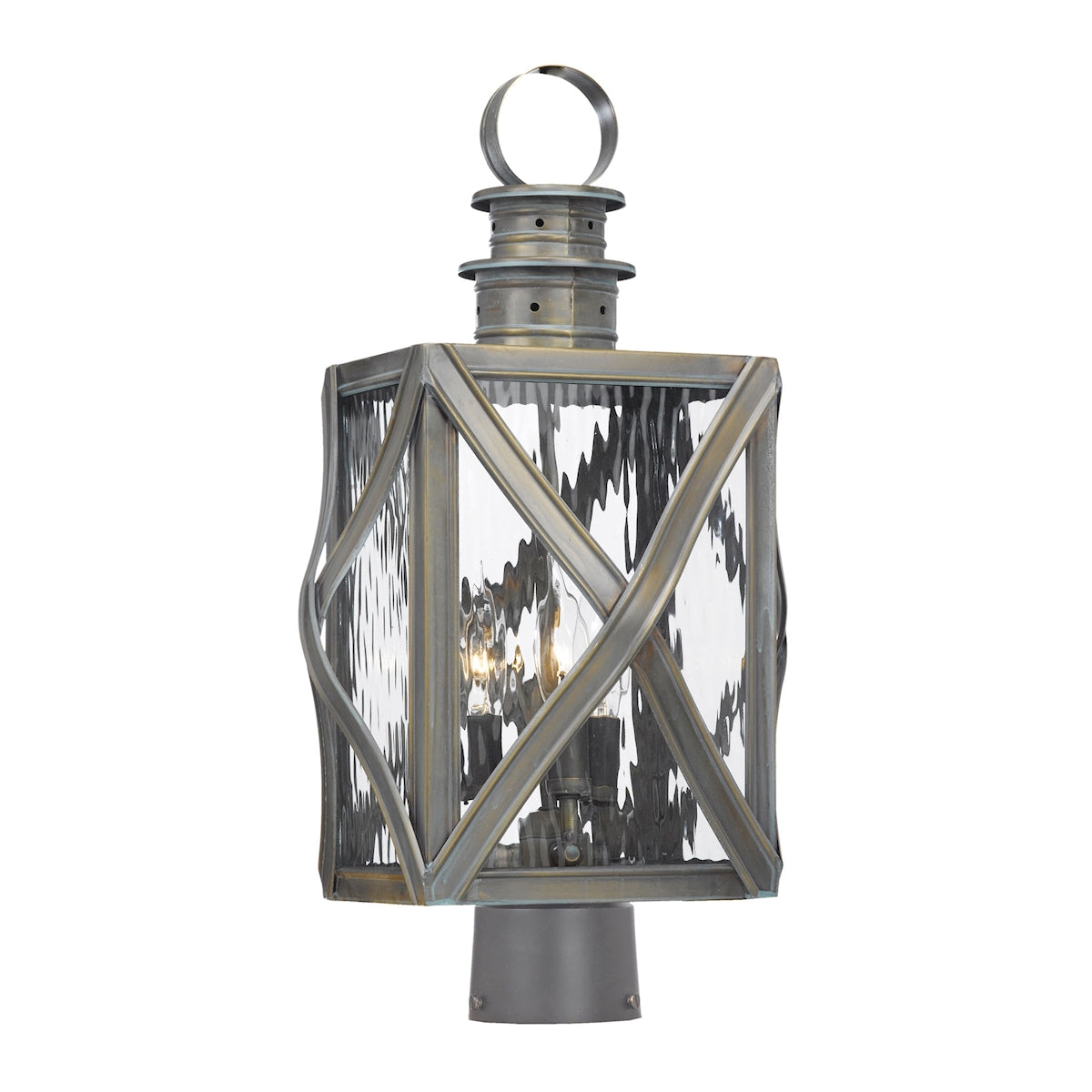 Artistic Lighting 3-Light Post Lantern - Olde Bay Finish with Clear Water Glass