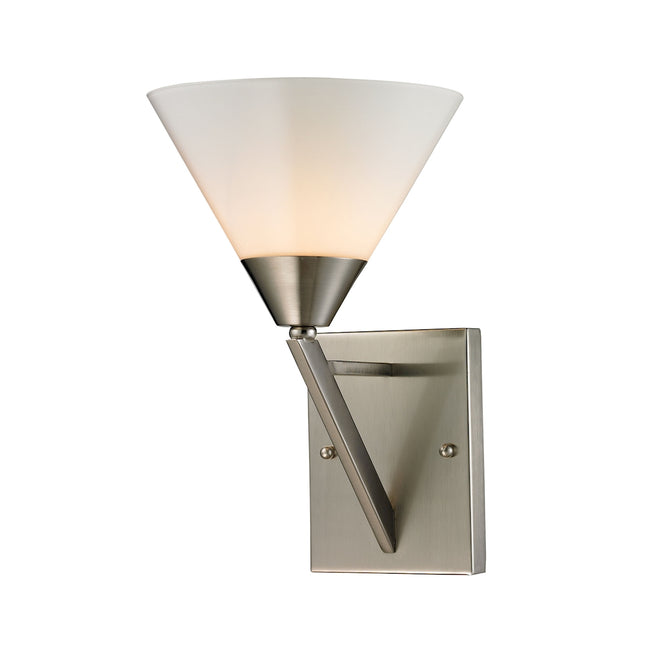 Tribecca 1-Light Wall Lamp - Brushed Nickel with White Glass