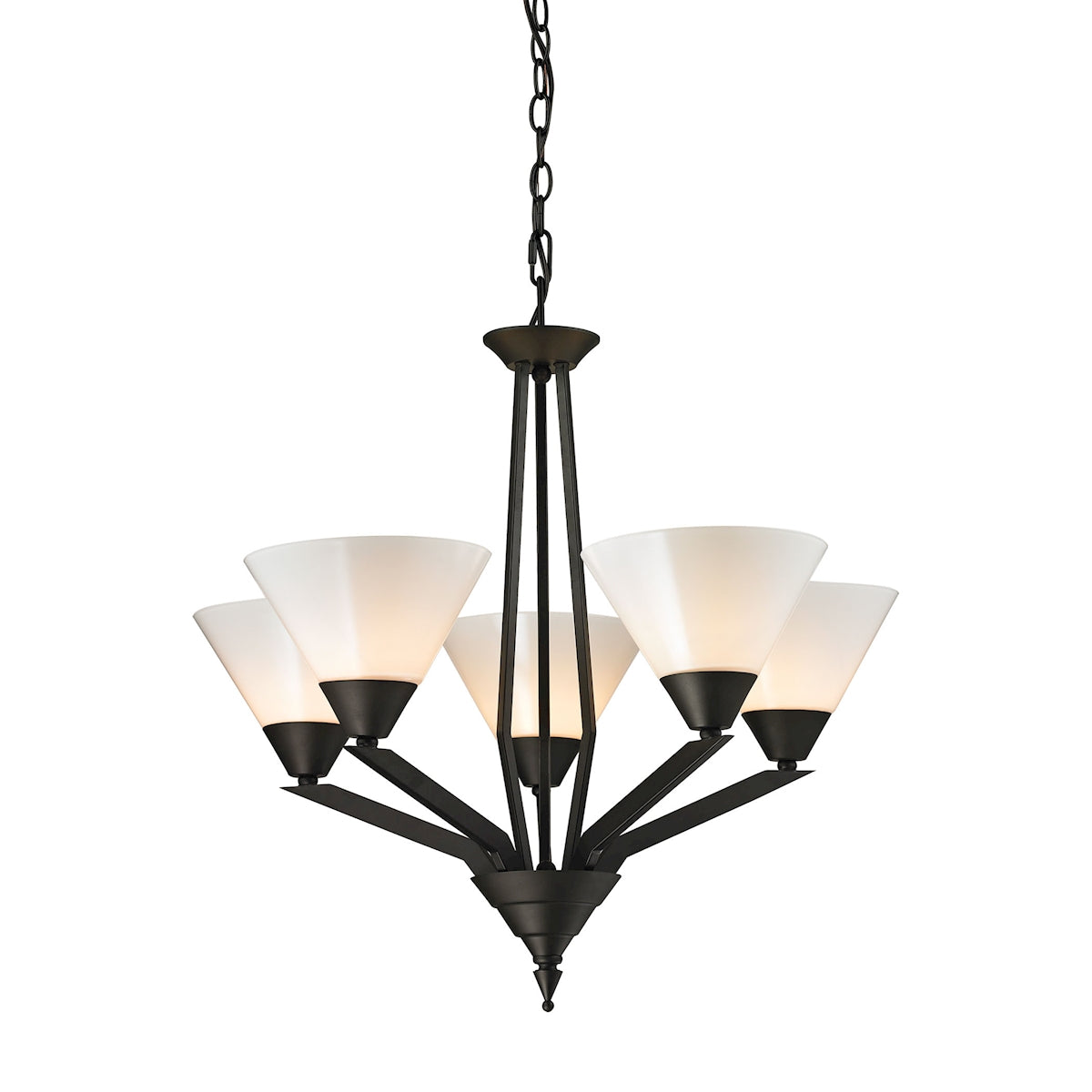 Tribecca 5-Light Chandelier - Oil Rubbed Bronze with White Glass