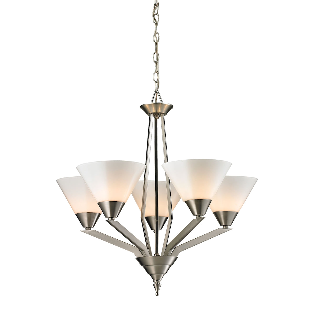 Tribecca 5-Light Chandelier - Brushed Nickel with White Glass