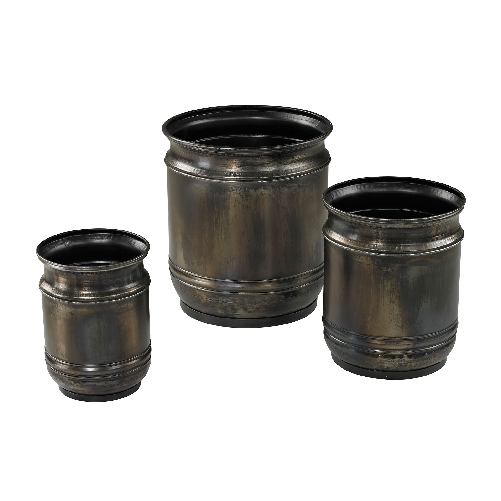 Oxidised Finish Planters - Set of 3