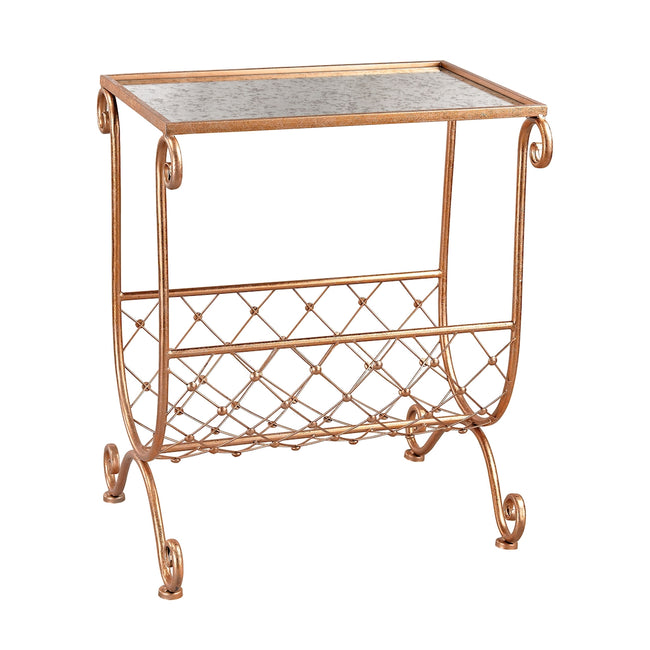 Copper Side Table with Magazine Rack