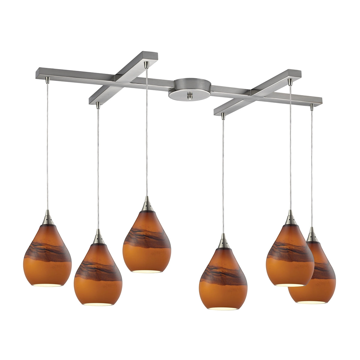 Dunes 6-Light Rectangular Mini Pendant Fixture - Satin Nickel